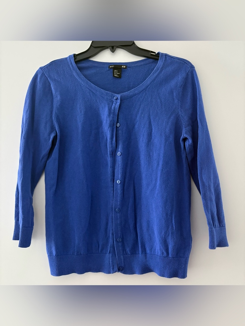 H&M Womens Blue Cotton Button-Front Cardigan